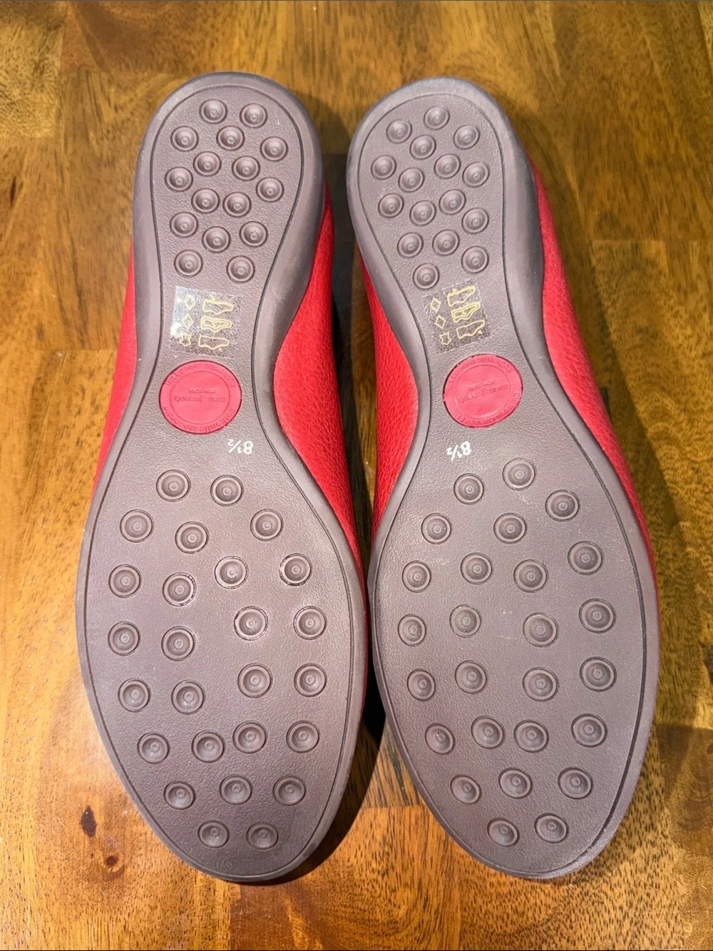 Marc Joseph Red Pebbled Leather Bow Loafers